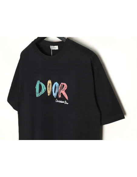 Dior Colorful Letters Digital Printed Round Neck Short Sleeves TSK1,Cheap Replica Reps Dior