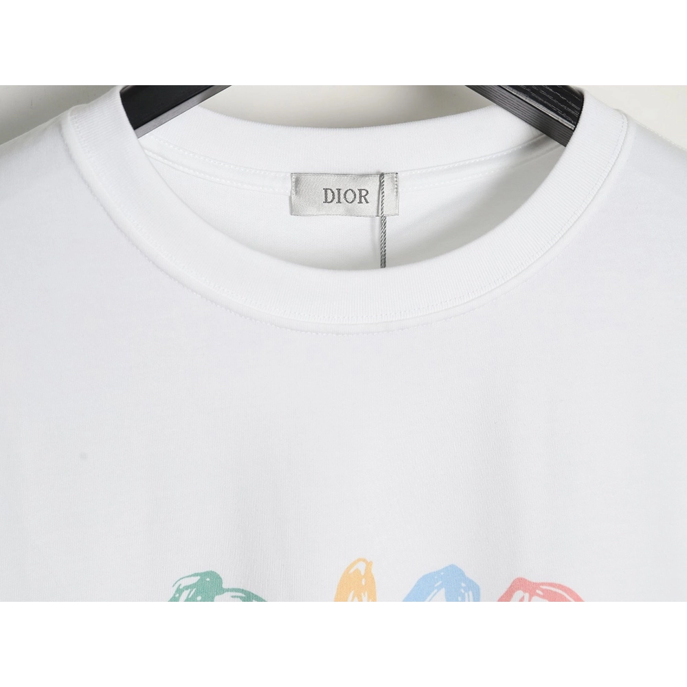 Dior Colorful Letters Digital Printed Round Neck Short Sleeves,Cheap Replica Reps Dior