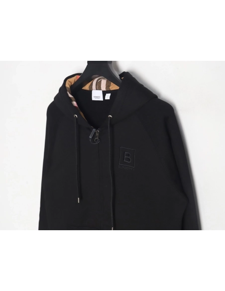 Burberry B Check Hooded ZipUp Hoodie TSK3,Cheap Replica Reps Burberry