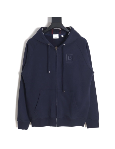 Burberry B Check Hooded ZipUp Hoodie TSK2,Cheap Replica Reps Burberry