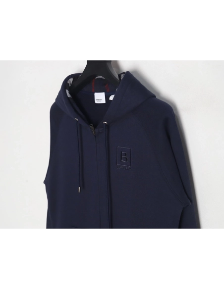 Burberry B Check Hooded ZipUp Hoodie TSK2,Cheap Replica Reps Burberry