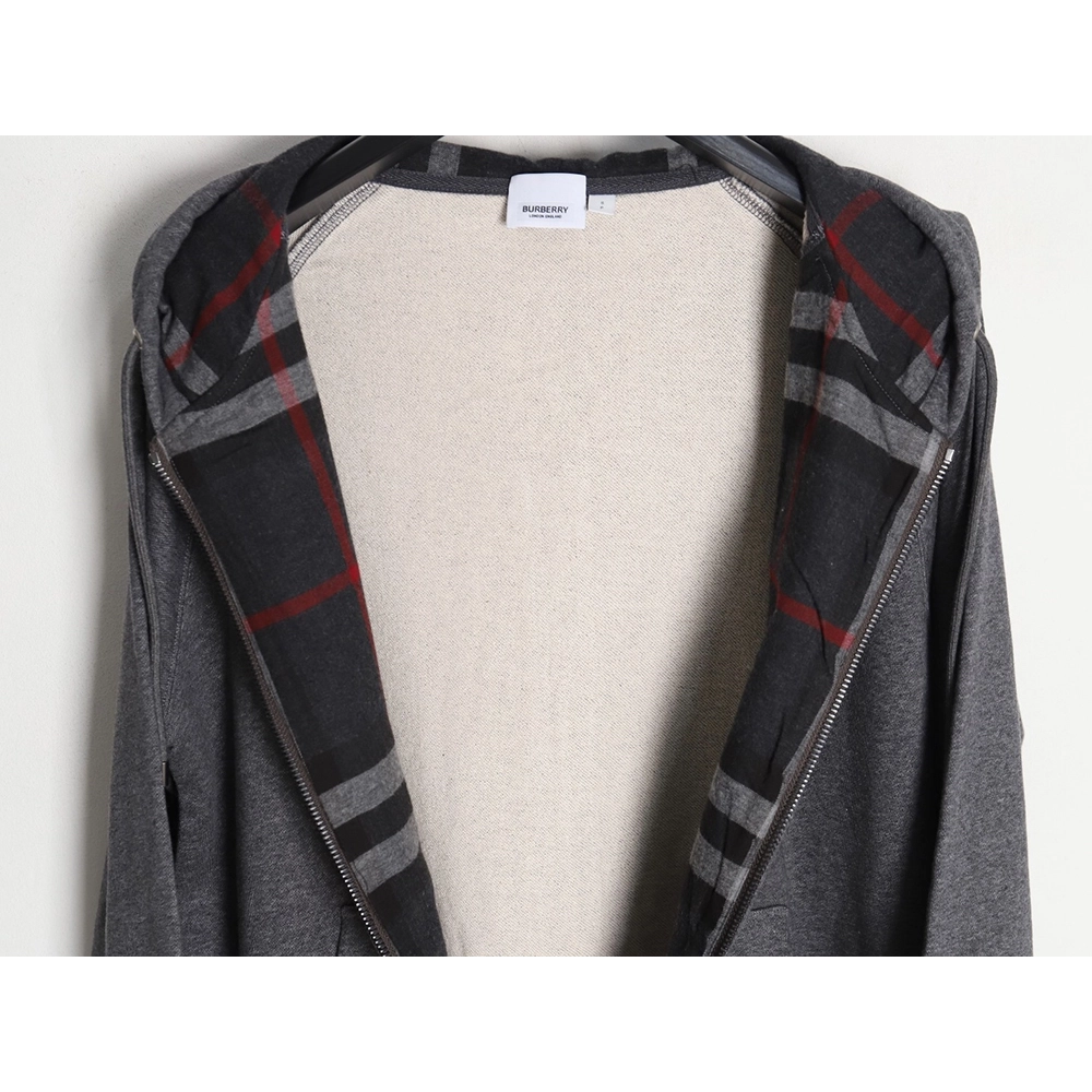 Burberry B Check Hooded ZipUp Hoodie TSK1,Cheap Replica Reps Burberry