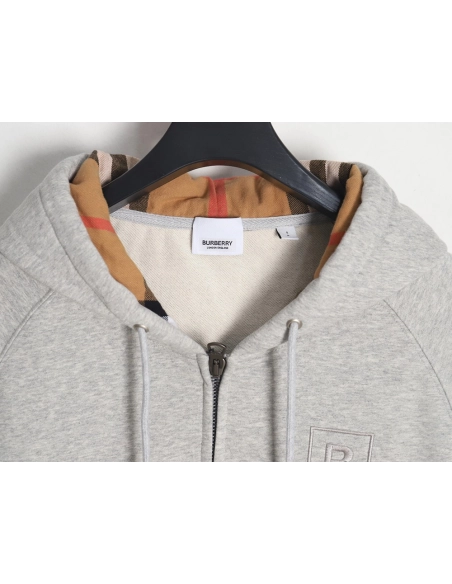 Burberry B Check Hooded ZipUp Hoodie,Cheap Replica Reps Burberry