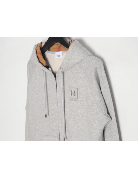 Burberry B Check Hooded ZipUp Hoodie,Cheap Replica Reps Burberry