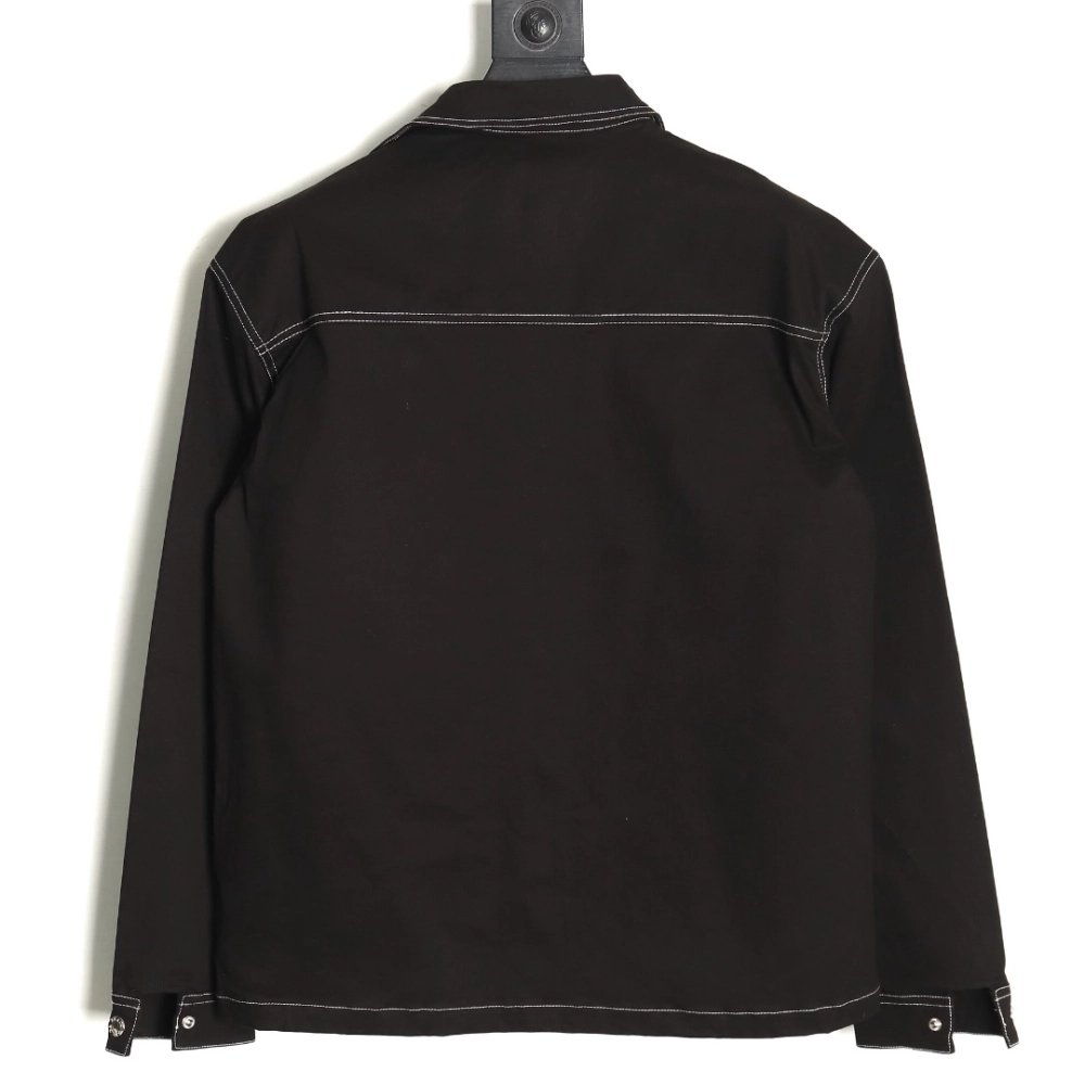 Prada triangle logo white line denim jacket,Cheap Replica Reps Prada