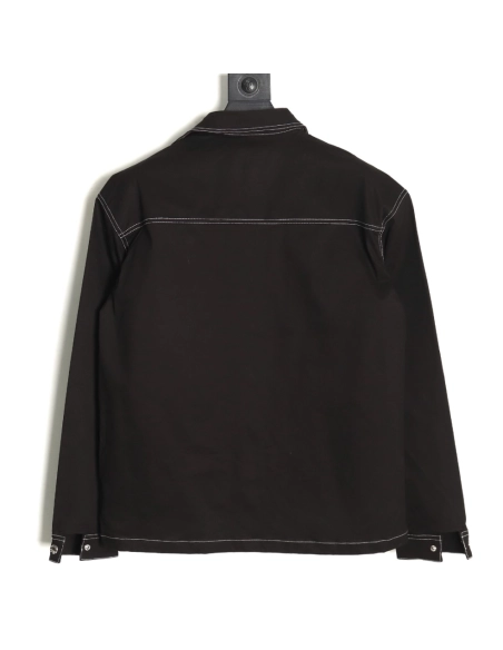 Prada triangle logo white line denim jacket,Cheap Replica Reps Prada