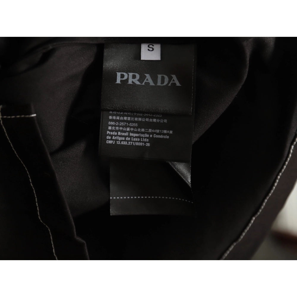 Prada triangle logo white line denim jacket,Cheap Replica Reps Prada