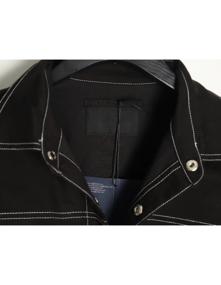 Prada triangle logo white line denim jacket,Cheap Replica Reps Prada