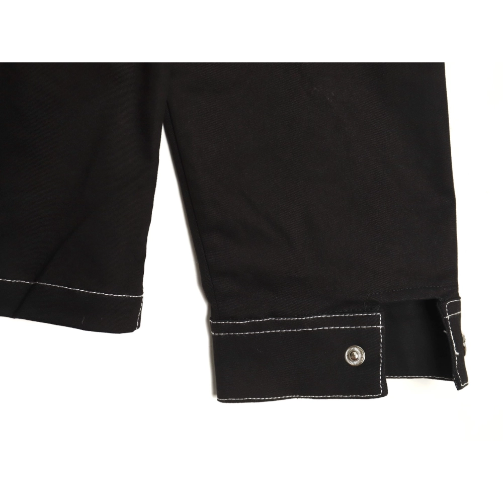 Prada triangle logo white line denim jacket,Cheap Replica Reps Prada