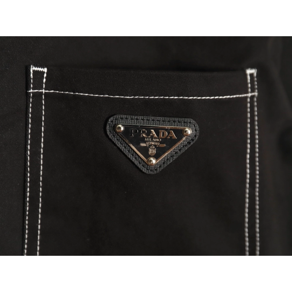 Prada triangle logo white line denim jacket,Cheap Replica Reps Prada