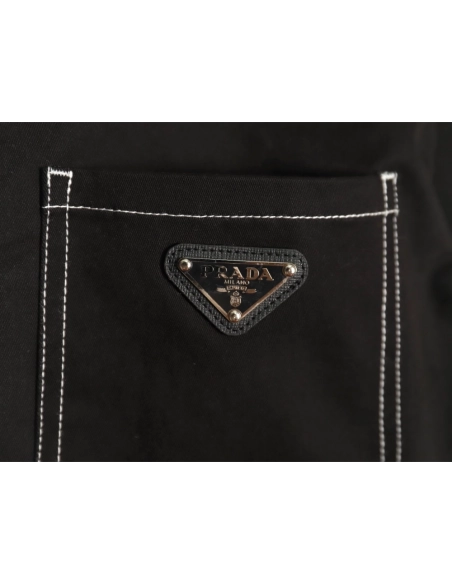 Prada triangle logo white line denim jacket,Cheap Replica Reps Prada