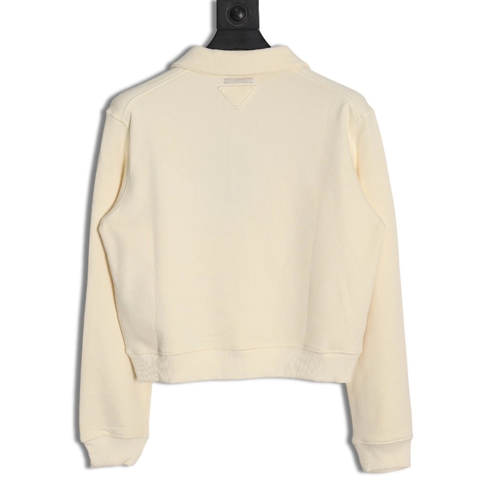 Prada distressed logo print lapel sweatshirt,Cheap Replica Reps Prada