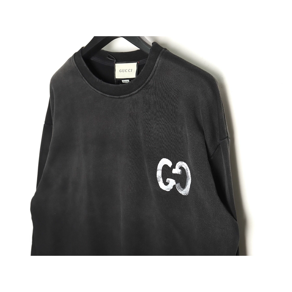 Gucci washed handpainted lettering crew neck sweatshirt,Cheap Replica Reps Gucci