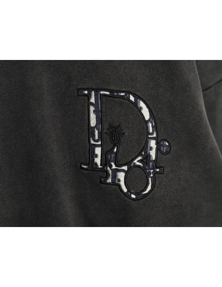 Dior washed embroidered lettering crew neck sweatshirt,Cheap Replica Reps Dior