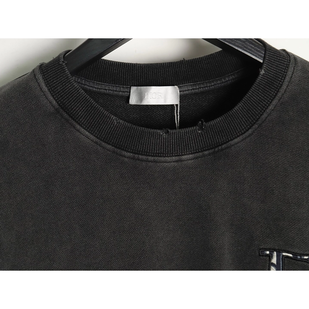 Dior washed embroidered lettering crew neck sweatshirt,Cheap Replica Reps Dior