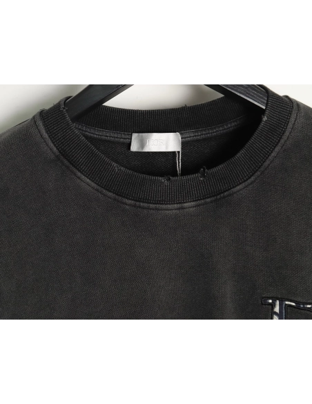 Dior washed embroidered lettering crew neck sweatshirt,Cheap Replica Reps Dior
