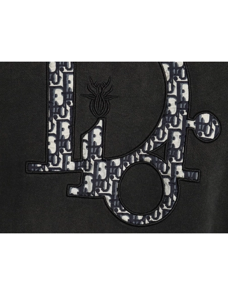 Dior washed embroidered lettering crew neck sweatshirt,Cheap Replica Reps Dior