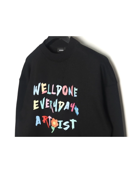 WE11 DONE Floral Colorful Letters Round Neck Sweatshirt TSK1,Cheap Replica Reps We11done