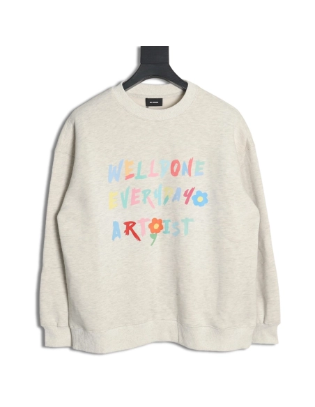 WE11 DONE Floral Colorful Letters Round Neck Sweatshirt,Cheap Replica Reps We11done