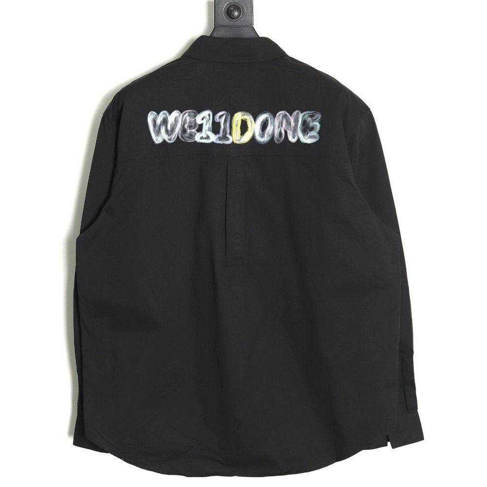 WE11DONE Colorful graffiti letter print longsleeved shirt TSK1,Cheap Replica Reps We11done
