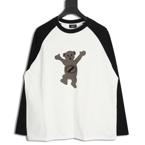 We11done Raising Hand Bear Colorblock Long Sleeve TSK1,Cheap Replica Reps We11done