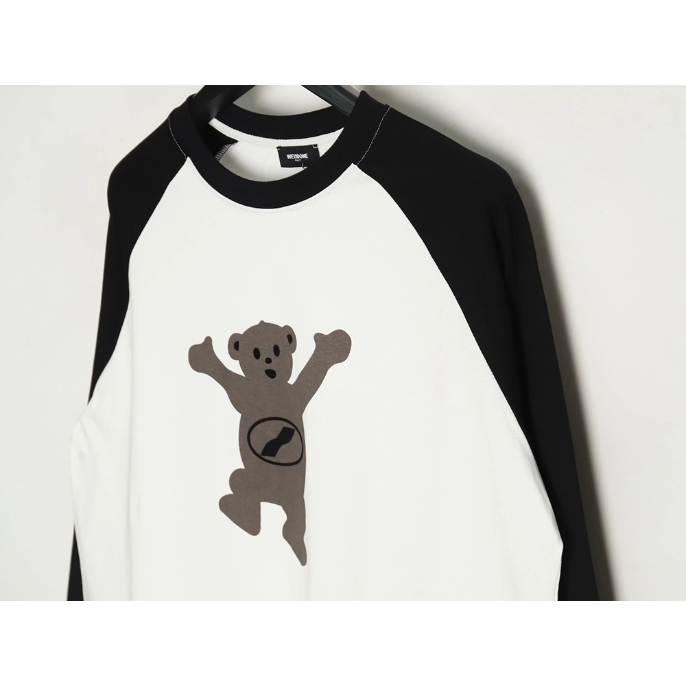 We11done Raising Hand Bear Colorblock Long Sleeve TSK1,Cheap Replica Reps We11done