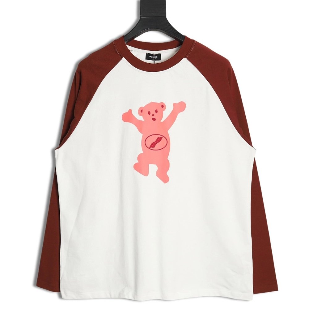 We11done Raising Hand Bear Colorblock Long Sleeve,Cheap Replica Reps We11done