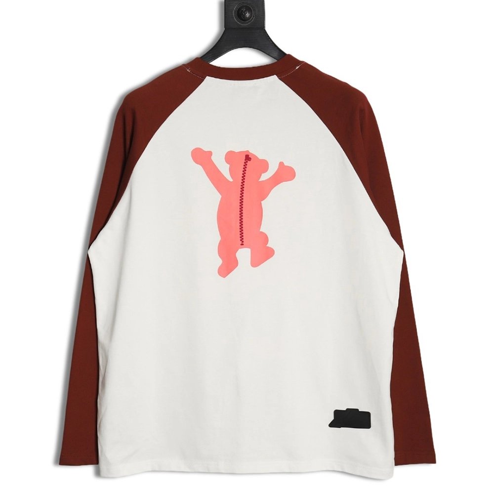 We11done Raising Hand Bear Colorblock Long Sleeve,Cheap Replica Reps We11done