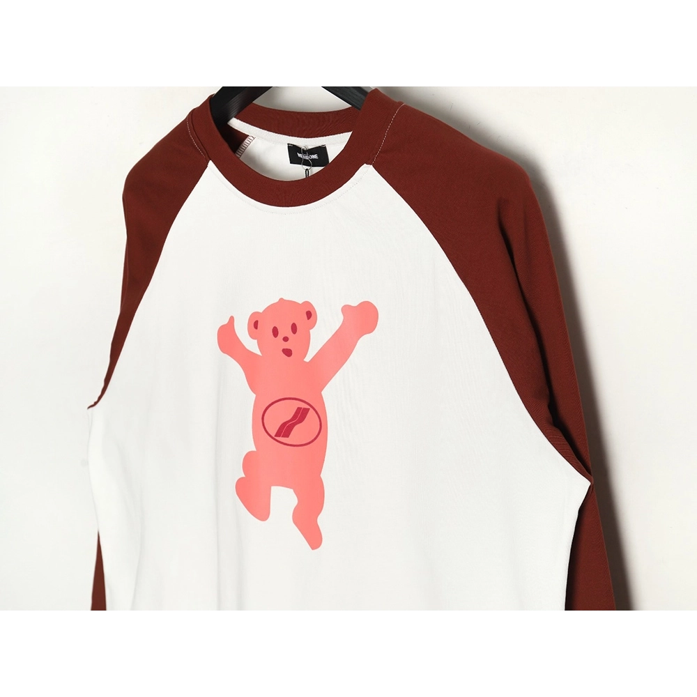 We11done Raising Hand Bear Colorblock Long Sleeve,Cheap Replica Reps We11done