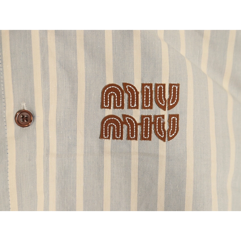 Miu Miu contrast color striped shirt TSK1,Cheap Replica Reps Miu Miu