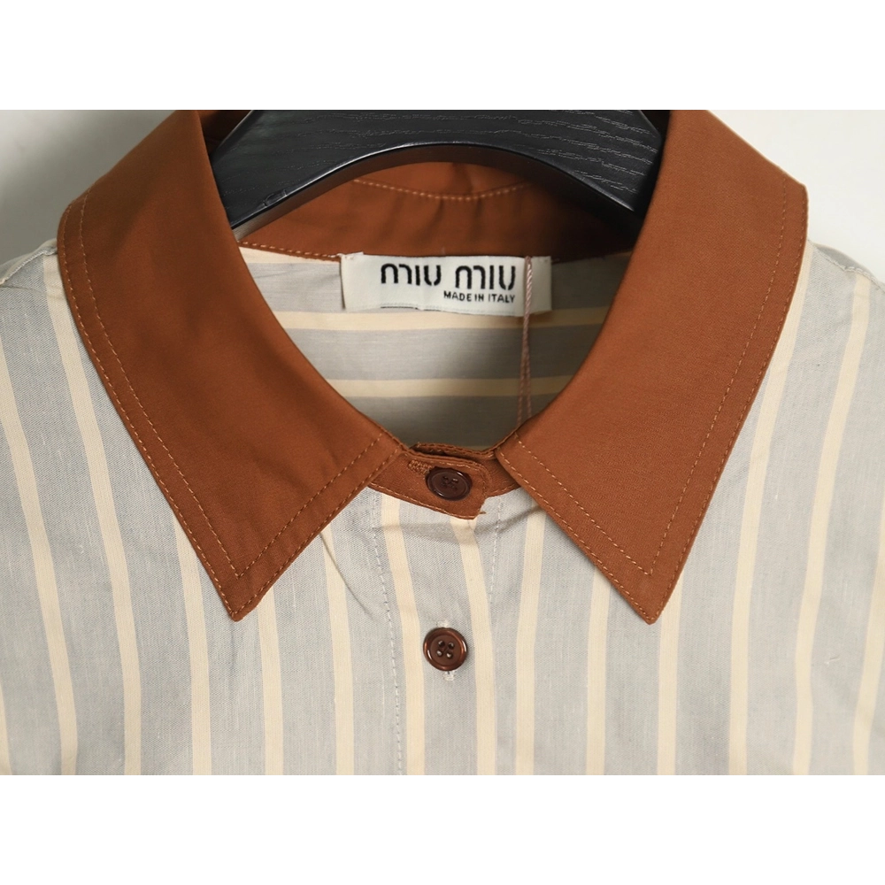 Miu Miu contrast color striped shirt TSK1,Cheap Replica Reps Miu Miu