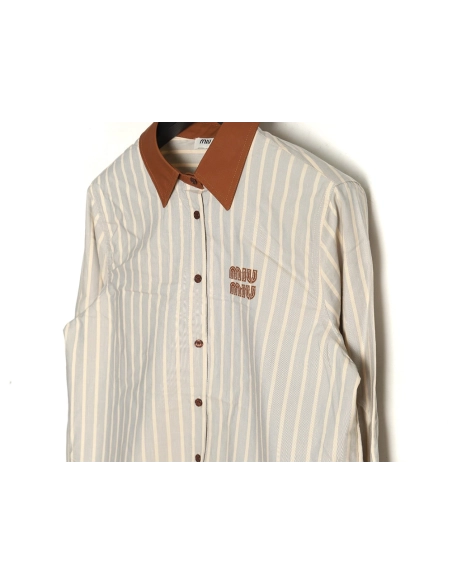 Miu Miu contrast color striped shirt TSK1,Cheap Replica Reps Miu Miu