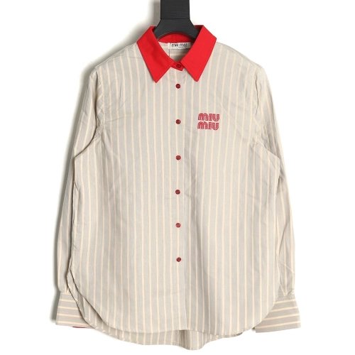 Miu Miu contrast color striped shirt,Cheap Replica Reps Miu Miu