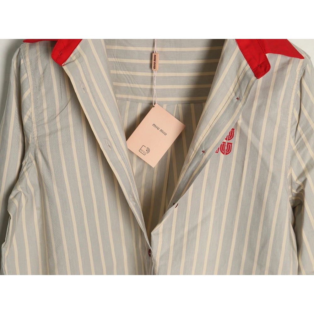 Miu Miu contrast color striped shirt,Cheap Replica Reps Miu Miu