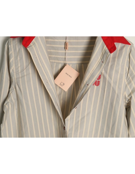 Miu Miu contrast color striped shirt,Cheap Replica Reps Miu Miu