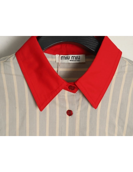 Miu Miu contrast color striped shirt,Cheap Replica Reps Miu Miu