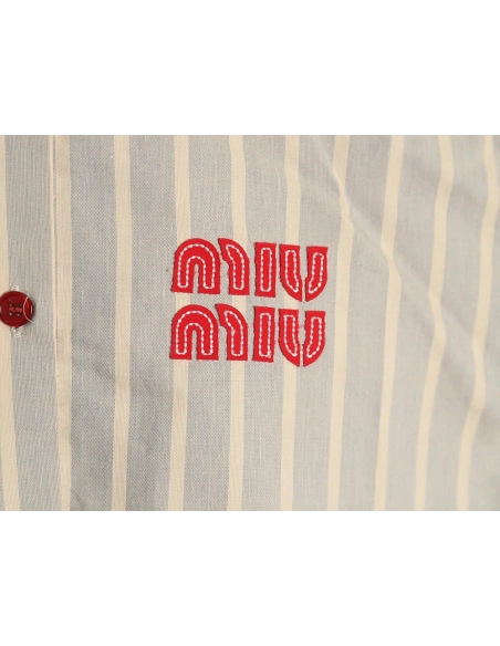 Miu Miu contrast color striped shirt,Cheap Replica Reps Miu Miu