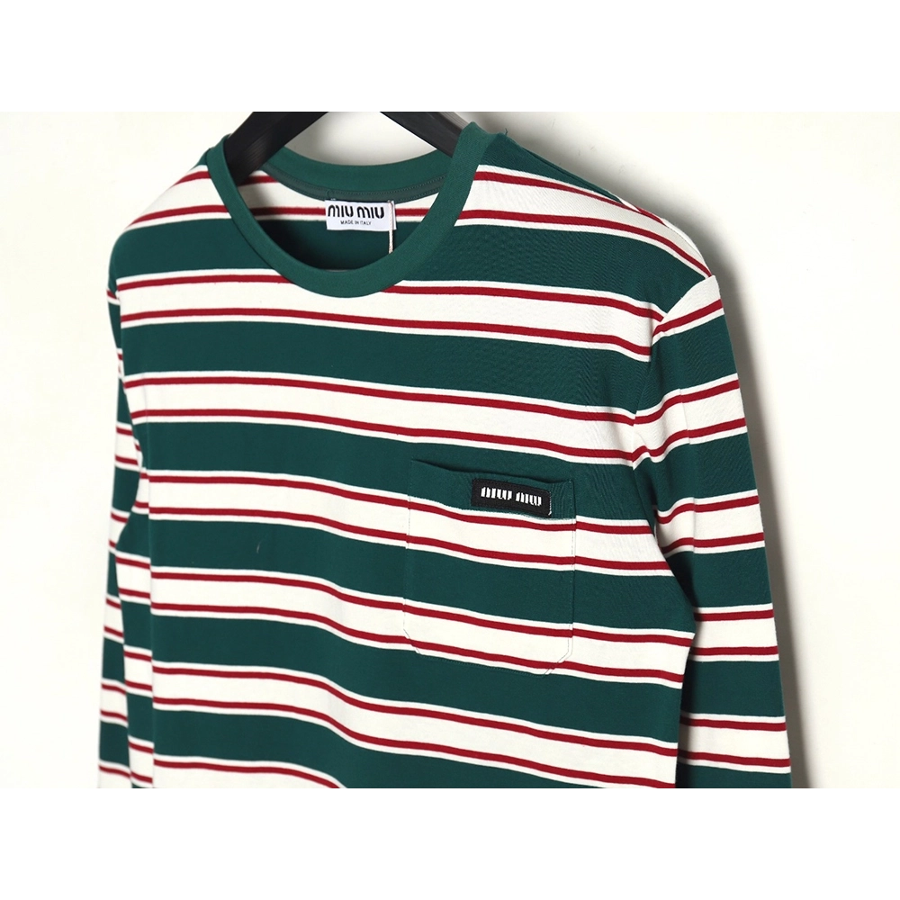 Miu Miu striped pocket longsleeved Tshirt TSK1,Cheap Replica Reps Miu Miu