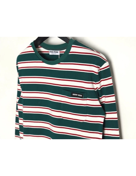 Miu Miu striped pocket longsleeved Tshirt TSK1,Cheap Replica Reps Miu Miu