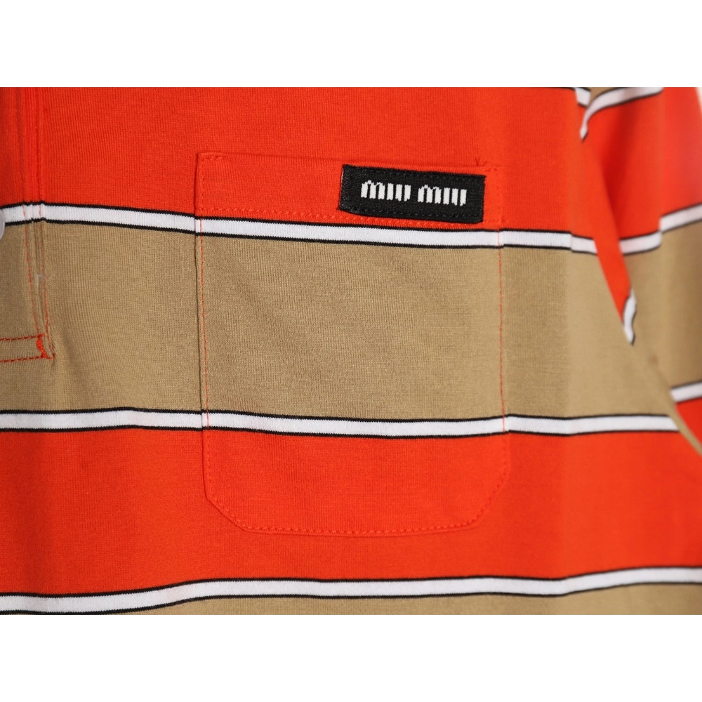 Miu Miu Striped Lapel Polo Long Sleeve TShirt,Cheap Replica Reps Miu Miu