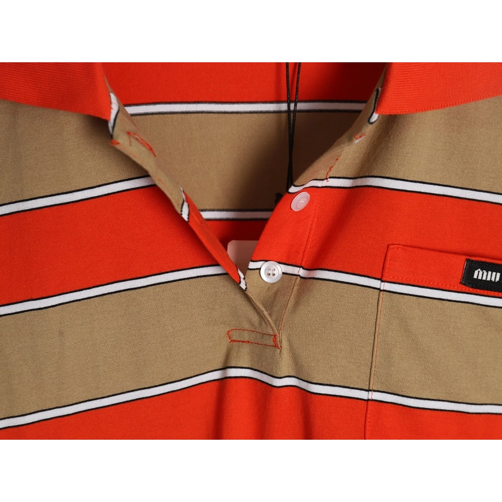 Miu Miu Striped Lapel Polo Long Sleeve TShirt,Cheap Replica Reps Miu Miu