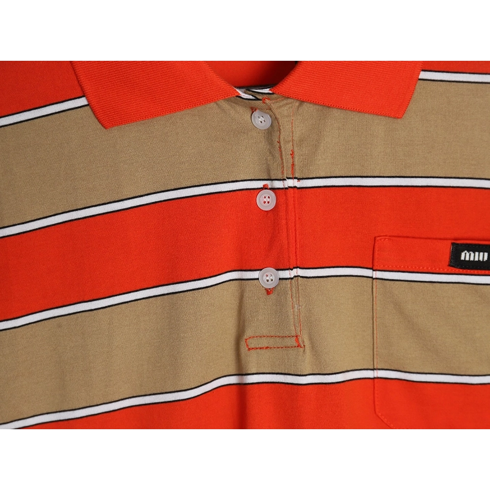Miu Miu Striped Lapel Polo Long Sleeve TShirt,Cheap Replica Reps Miu Miu
