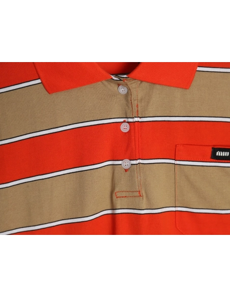 Miu Miu Striped Lapel Polo Long Sleeve TShirt,Cheap Replica Reps Miu Miu