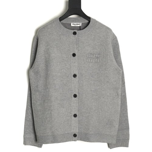 Miu miu embroidered logo sweater cardigan,Cheap Replica Reps Miu Miu