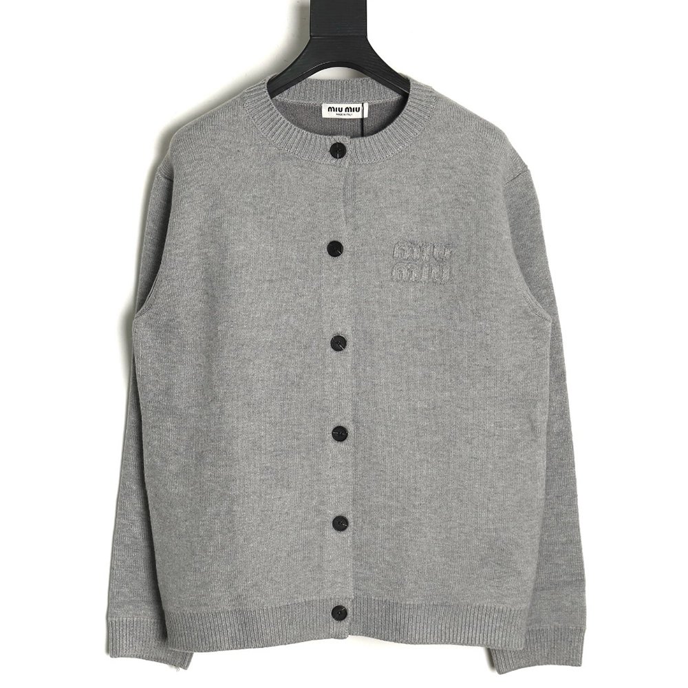 Miu miu embroidered logo sweater cardigan,Cheap Replica Reps Miu Miu