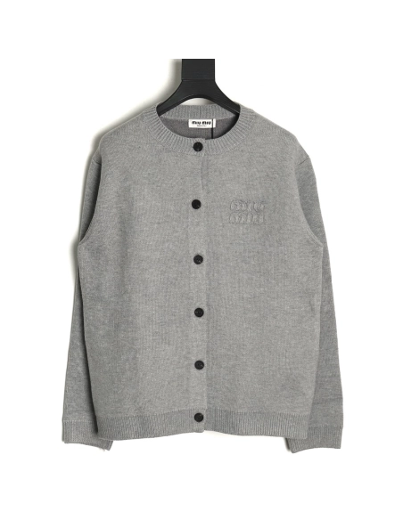 Miu miu embroidered logo sweater cardigan,Cheap Replica Reps Miu Miu