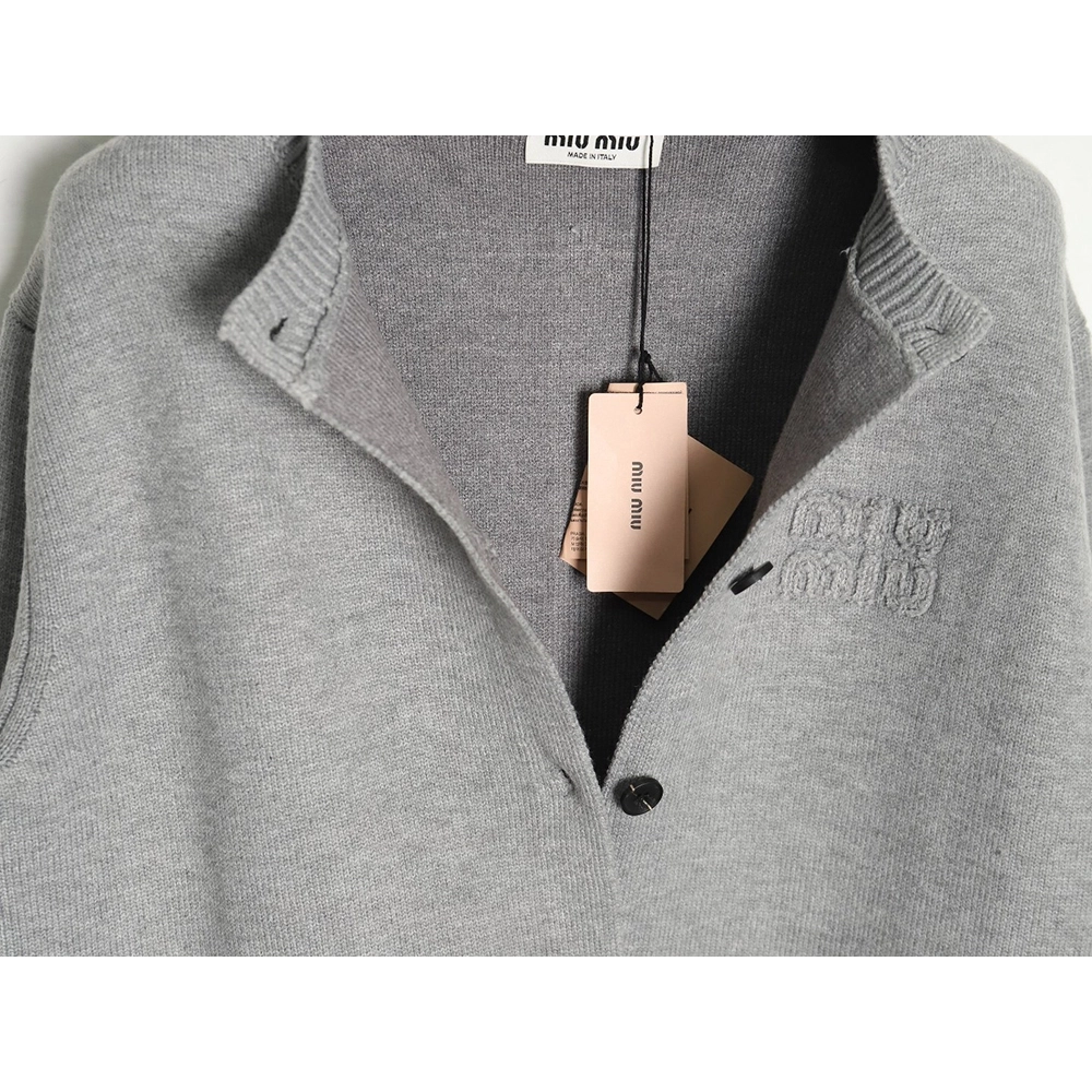 Miu miu embroidered logo sweater cardigan,Cheap Replica Reps Miu Miu