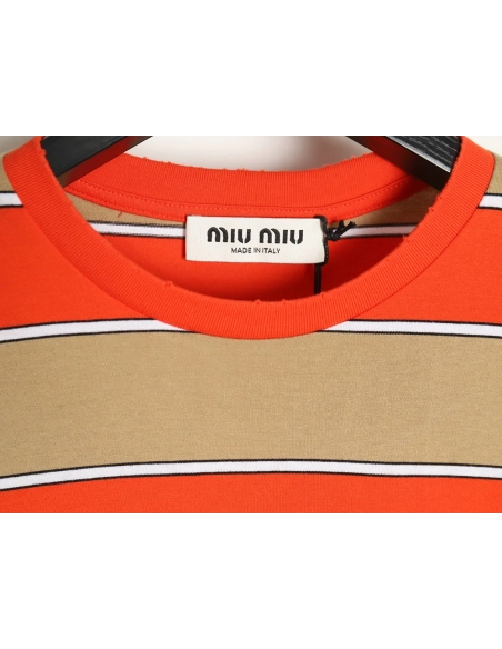 Miu Miu Striped Lapel Polo Long Sleeve TShirt,Cheap Replica Reps Miu Miu