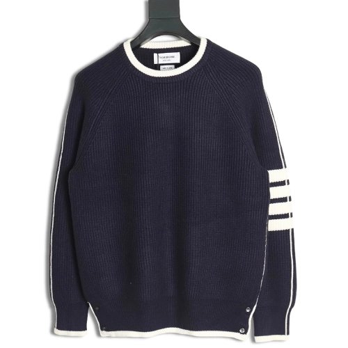 Thom Browne striped color block crew neck sweater TSK2,Cheap Replica Reps Thom Browne