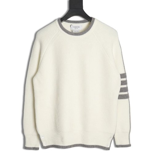Thom Browne striped color block crew neck sweater,Cheap Replica Reps Thom Browne